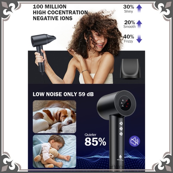 Negative Ionic Hair Blow Dryer High Speed Brushless Motor Hot & Cold Alternating - Picture 11 of 12